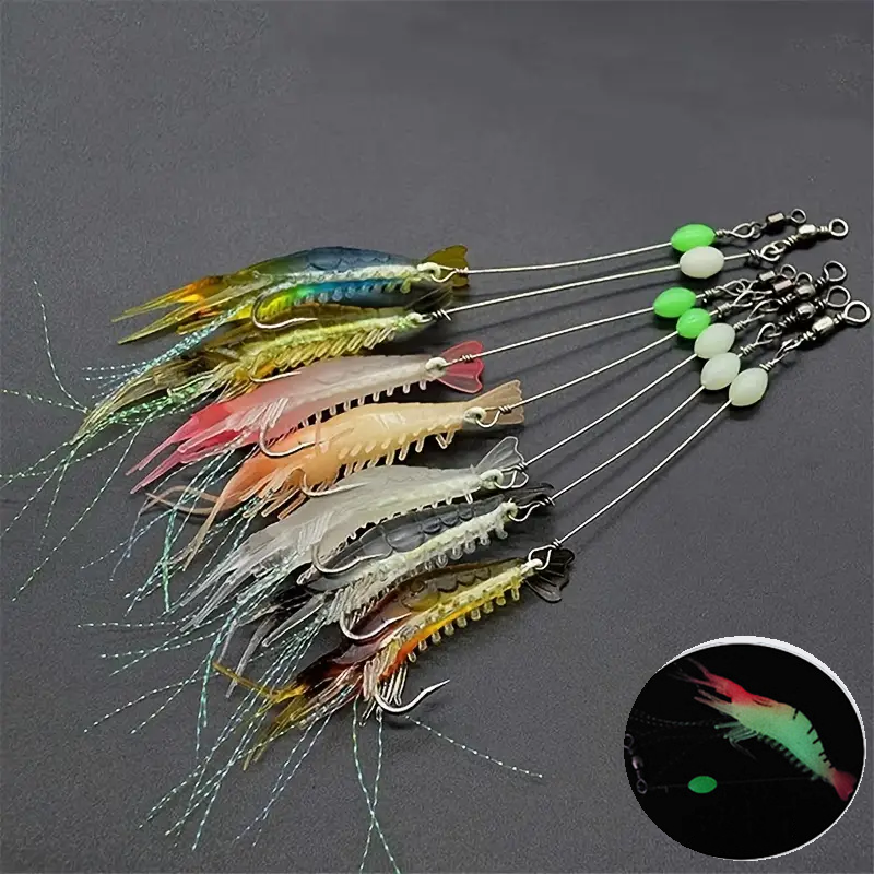 LONZOMONI 새우처럼 리얼한 움직임 야광 빛나는 새우 실리콘 낚시 미끼 루어 7p 8,900원