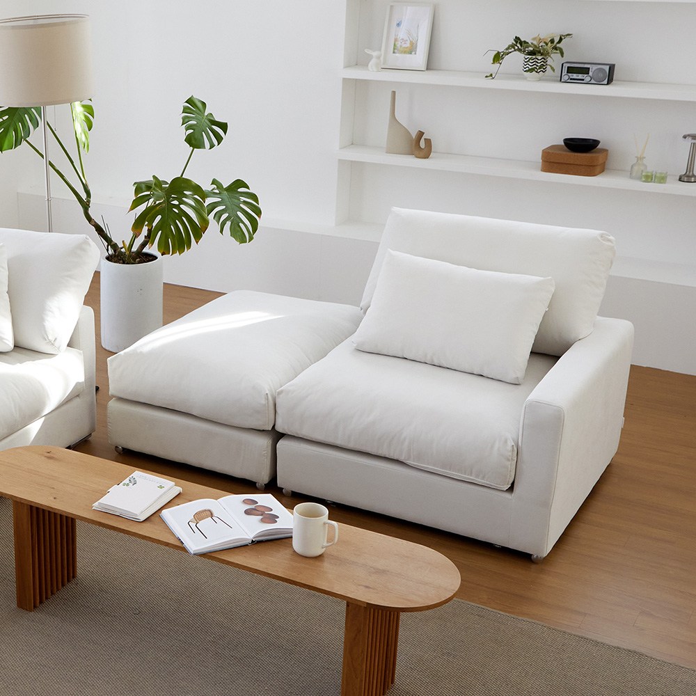 [베스트리빙] 오뉴 아쿠아텍스 1인용 모듈 소파, 방수 패브릭 + 덕다운소재, 모던 디자인 (스툴포함) 209,000원