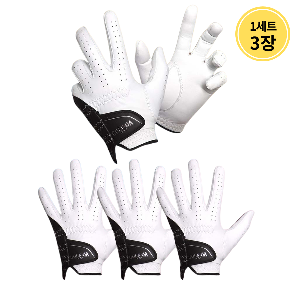 GOLF-GA 남성용 올양피 천연양피 왼손용 골프장갑 1세트 3장세트, 화이트, 3개 26,990원