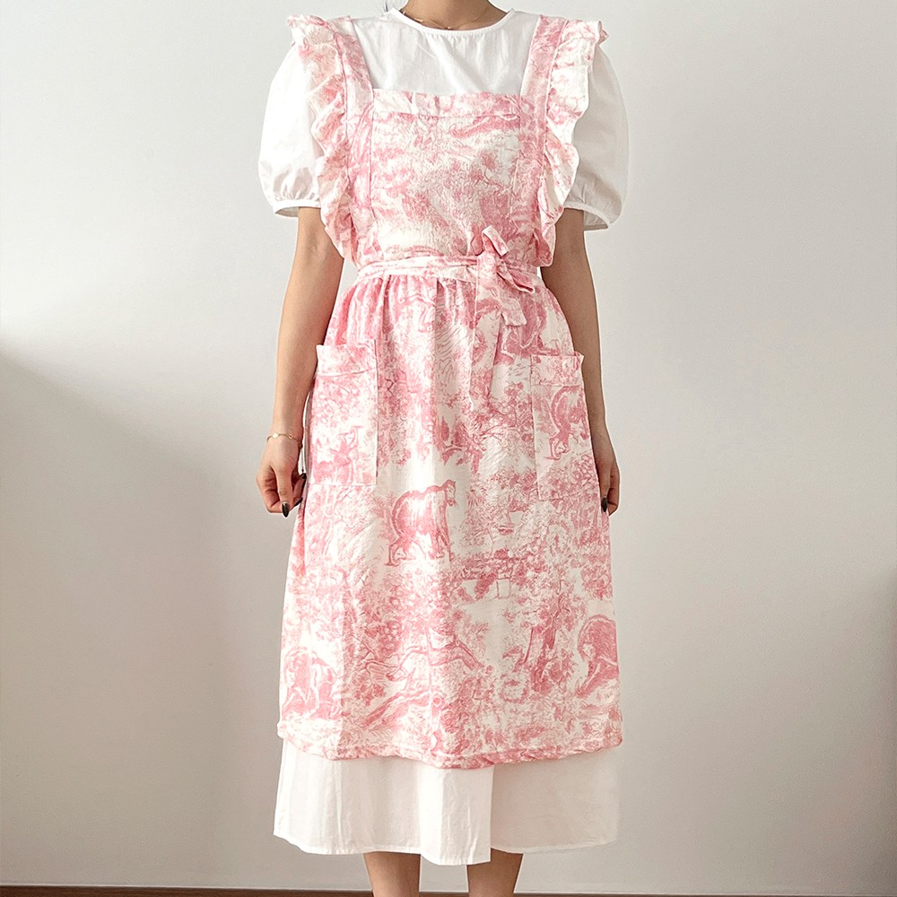 코지데일리 여성 주방 앞치마 카페 어린이집 예쁜 얼집 보육교사 원피스 유치원 선생님, 599A앞치마로제, 1개 17,900원