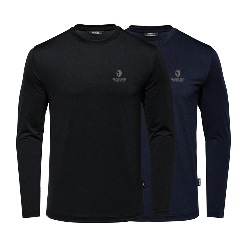 블랙야크 올시즌 블랙+네이비 2장 세트 기능성 속건 B에어로쿨맥스 드라이 2종 라운드 긴팔티 49,000원