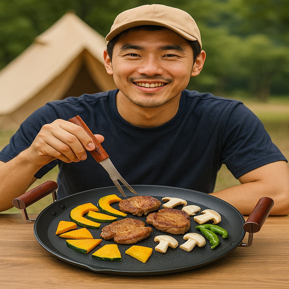 국산 무쇠 가마솥 솥뚜껑 구이판 불판 캠핑 가정용 그릴 고기 바베큐 그리들 + 전용가방 56,900원