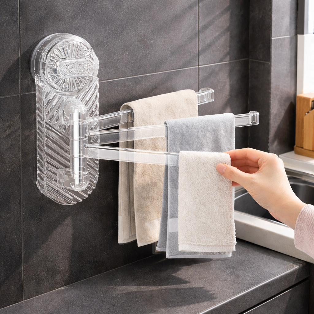 쏙쏙홈즈 3단회전 싱크대 무타공 행주걸이, 1개, 투명 10,100원