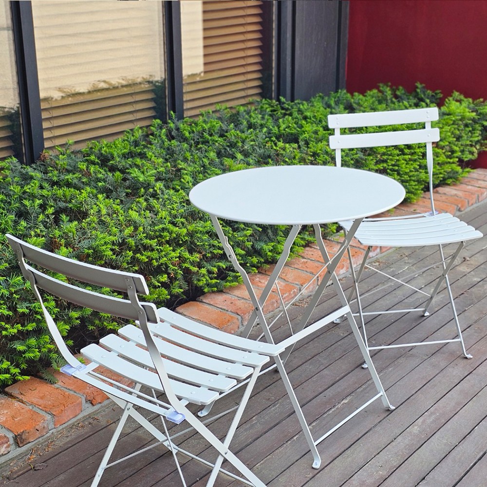 튼튼한 야외용 선셋 2인용 테이블 세트 (의자2개+테이블), 화이트 103,000원