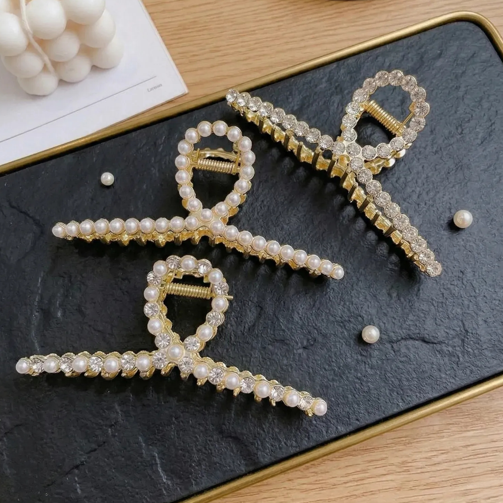 르시엘 럭셔리 진주 큐빅 대형 집게핀 14,000원