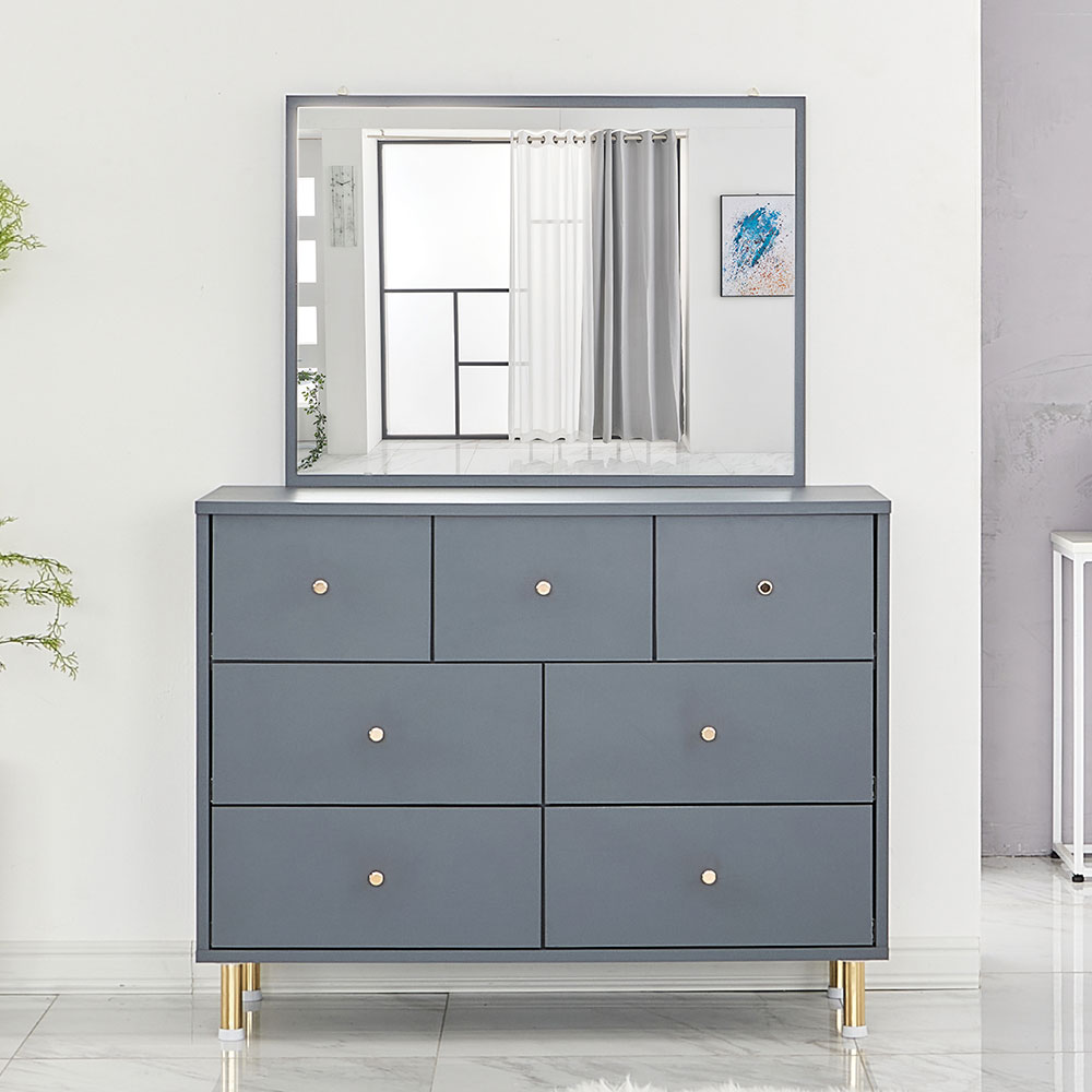 우드팜 비바 1000 와이드 옷 서랍장 겸 화장대 3단, 그레이(거울포함) 239,500원