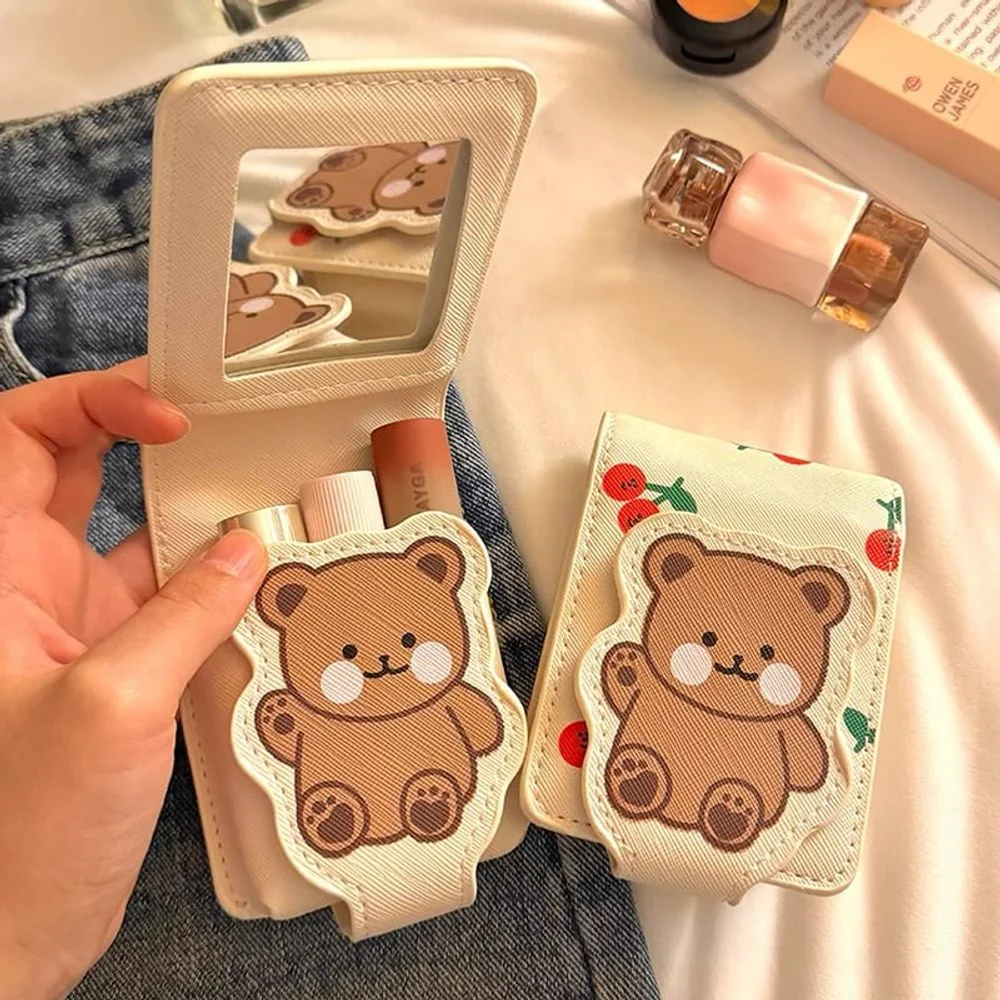 아이레노 휴대용 립스틱 파우치 가죽 미니 화장품 파우치 거울 내장 립스틱 케이스 수정 화장용 소형 수납백 10,900원