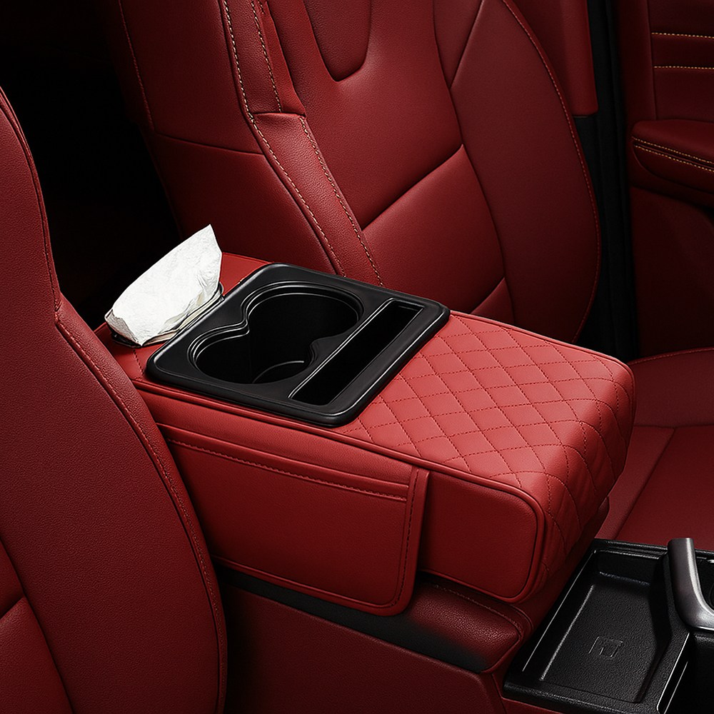 볼체 차량용 센터 콘솔 박스 쿠션 커버 컵홀더 수납함, 06.레트로 레드 27,900원
