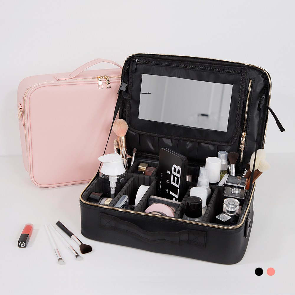 [가방몰] 메이크업박스 DFF514L 40.5x28.5x10.5cm 칸막이 메이크업가방 화장품수납 코스메틱 파우치 대형 파티션가방, 1개, 핑크 31,900원