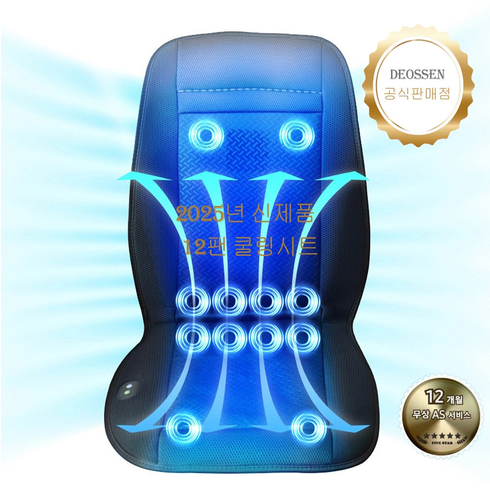 더쎈 12팬 쿨링시트 차량용 자동차 전신 통풍시트 송풍시트 여름 쿨시트 커버 의자방석, 1개 65,000원