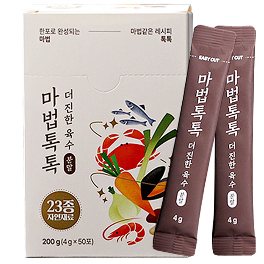 [쇼핑온] 마법톡톡UP 더진한 육수 분말스틱 개별포장 조미료, 4g, 123개 39,900원