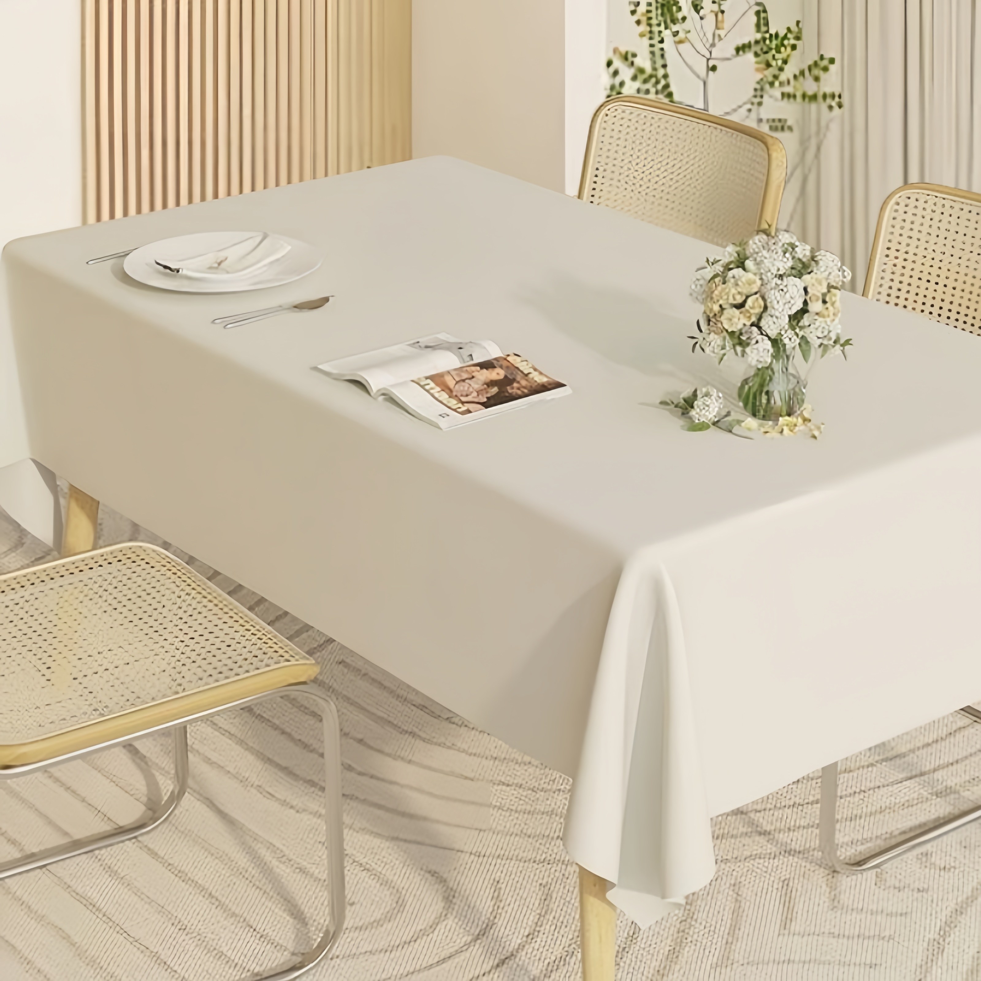 주름 없는 단색 방수 테이블보 라이트 럭셔리 빈티지 내열성 커피 테이블보, 120*160, 오트밀, 1개 17,900원
