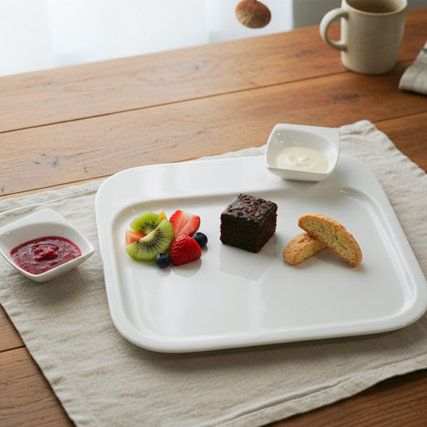라크(RAK) 포셀린 호텔웨어 스퀘어 플랫 플레이트 27cm & 미니 디퍼 3P SET, 1개 38,000원