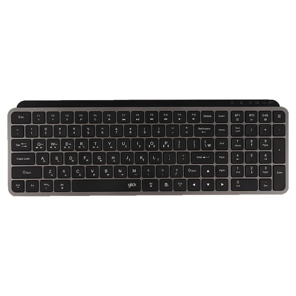 지클릭커 오피스프로 펜타 멀티페어링 저소음 블루투스 105키 무선 키보드, 블랙, WK20, 제조사축 25,890원