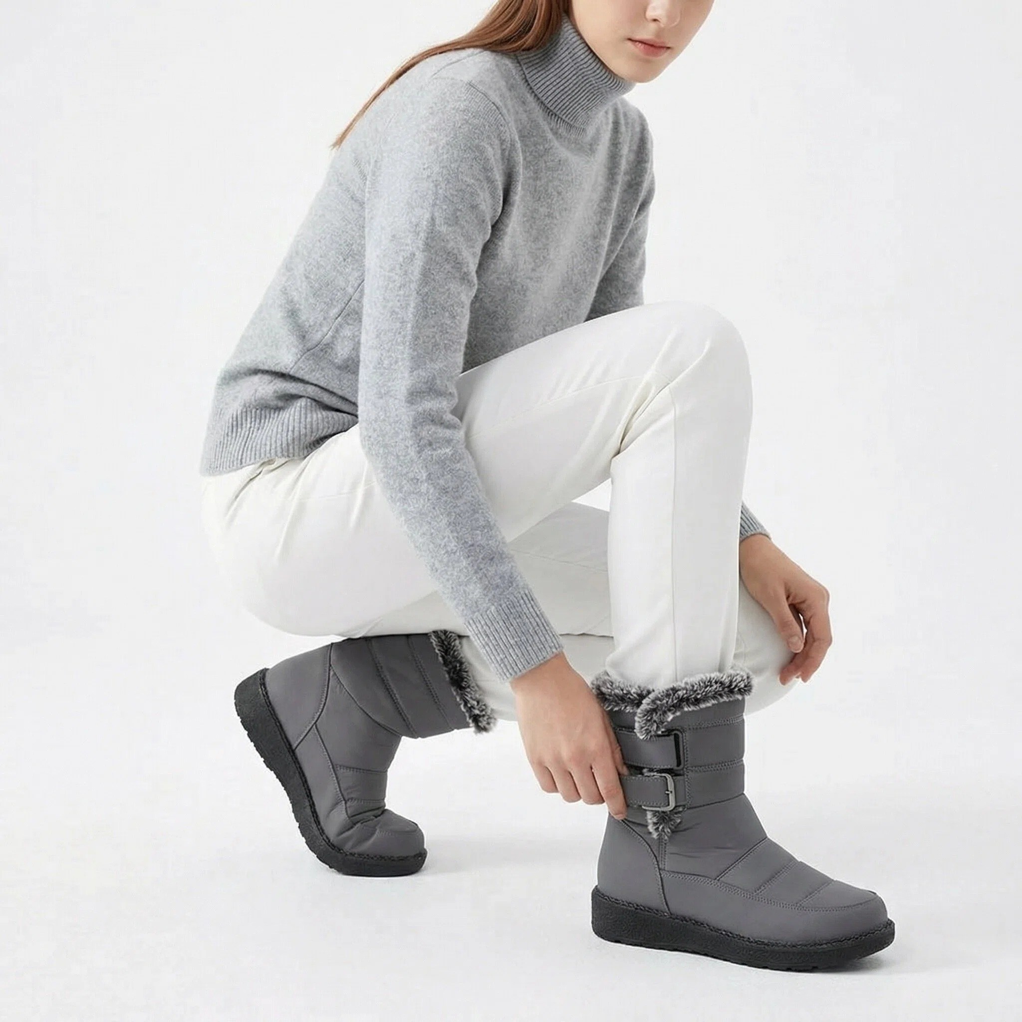 남성 방한화 남자 패딩 신발 여성 털신발 지퍼 미끄럼방지 털 부츠 커플 겨울 신발 26,990원