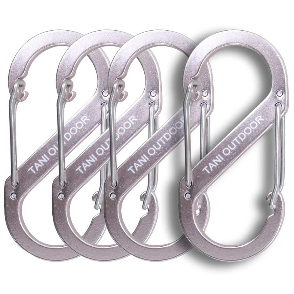 카라비너 대형 중형 소형 D형 S형 고강도 캠핑 비너 차박 타프 텐트 키링, 1세트, 1단, 08_S형 8cm(샴페인핑크4) 8,230원