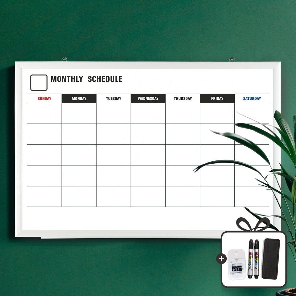 토탈하얀칠판 자석 스케줄 보드 영문형 (화이트우드) 화이트보드, 화이트우드 63,500원
