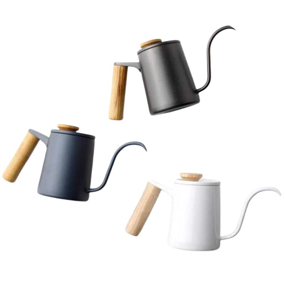 핸드드립포트 350ml 색상 선택 우드 손잡이 핸드드립 주전자 드립포트, 블루, 1개, 600ml 20,800원