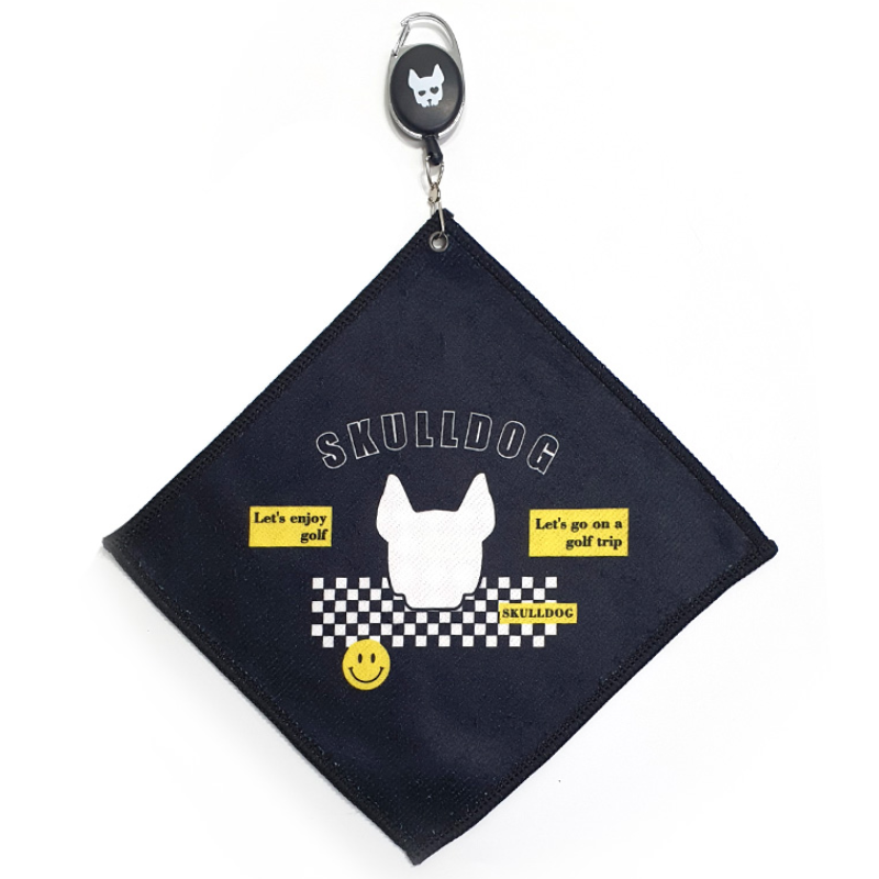 스컬독 골프 타올 4개세트 릴와이어 양면 초극세사 공 수건 레트로 체커 노캐디 라운딩, 블랙 4개, 1세트 15,000원