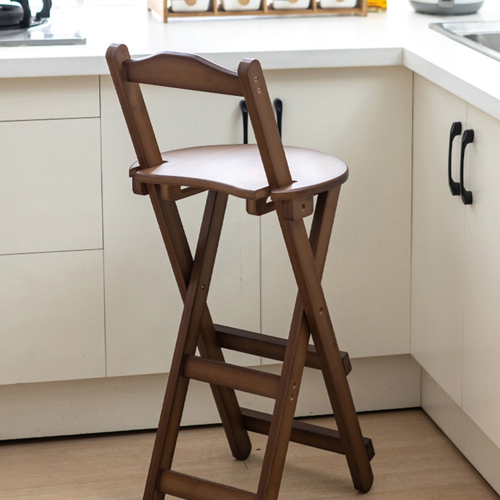 원목 접이식 바체어 바스툴 홈바의자 아일랜드식탁 바의자, 다크우드-등받이형, 1개 42,900원