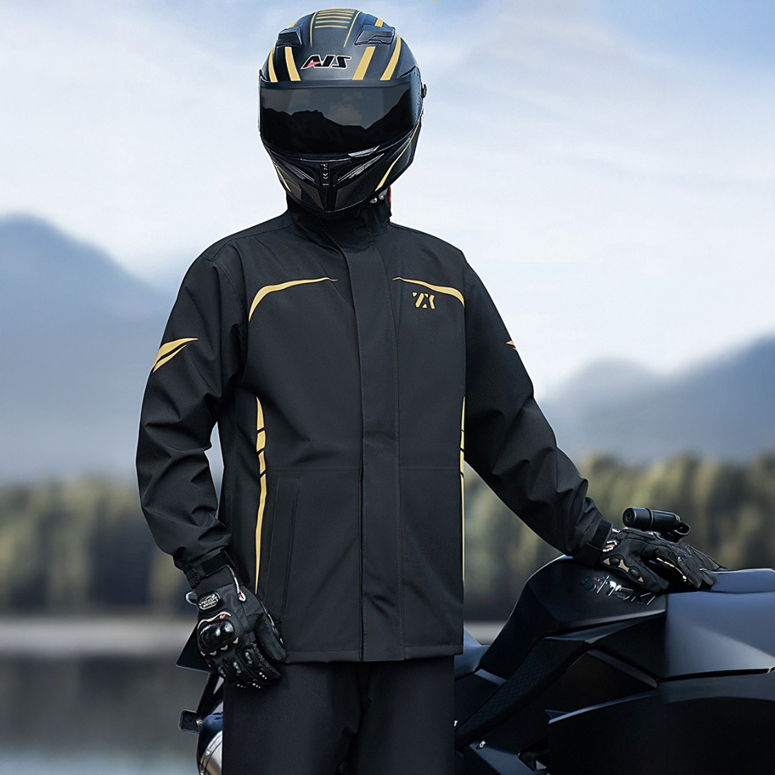 zhengyu 오토바이 방수 우비 상하의세트 성인용 배달용, 골드 42,330원