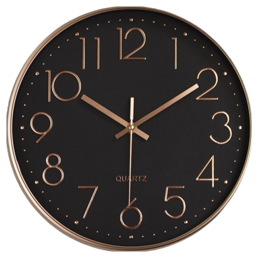 루아즈 인테리어 무소음 원형 베이직 벽시계 20cm, 블랙골드 5,000원