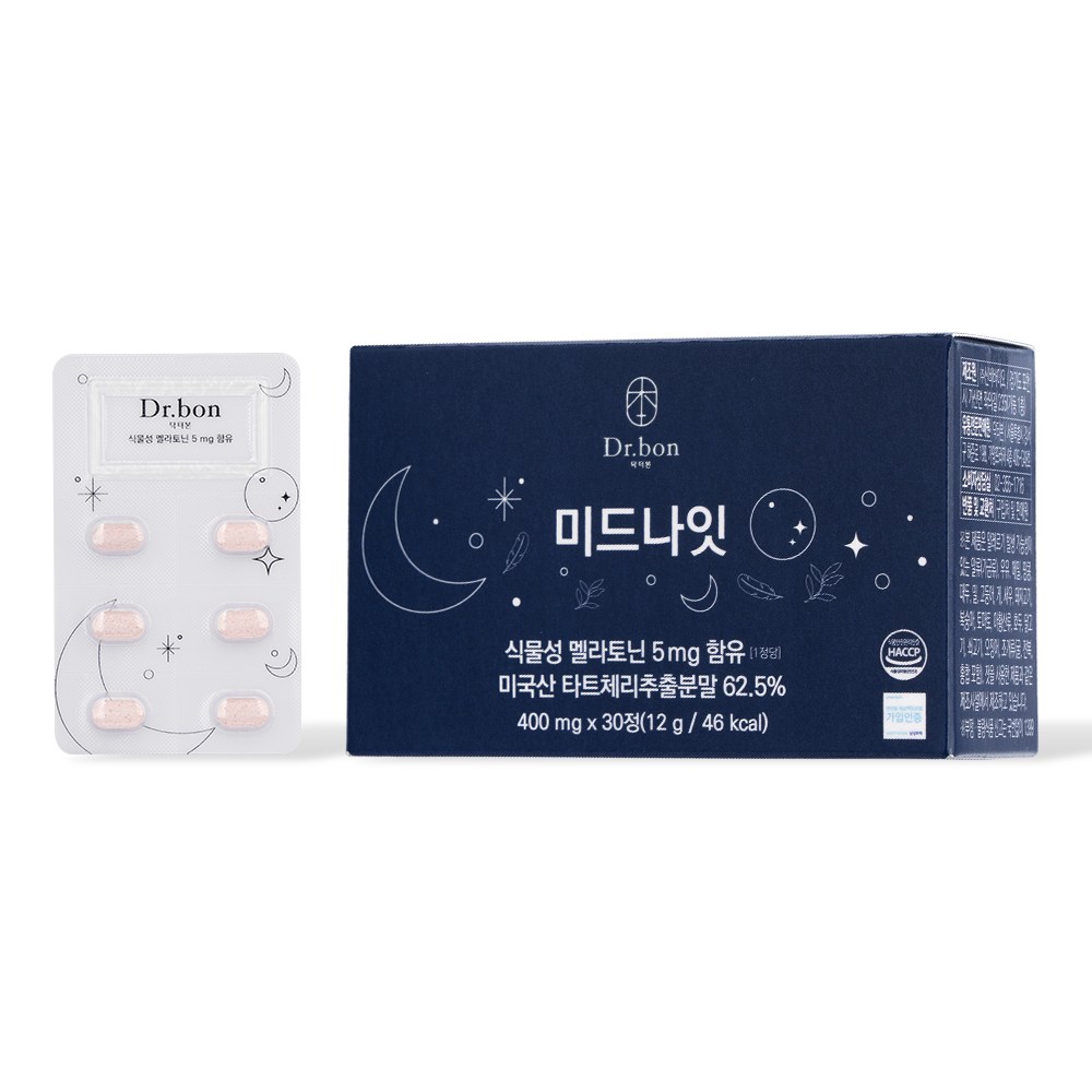 닥터본 식물성 멜라토닌 고함량5mg, 미국산 타트체리  인증 1개 30정 13,900원
