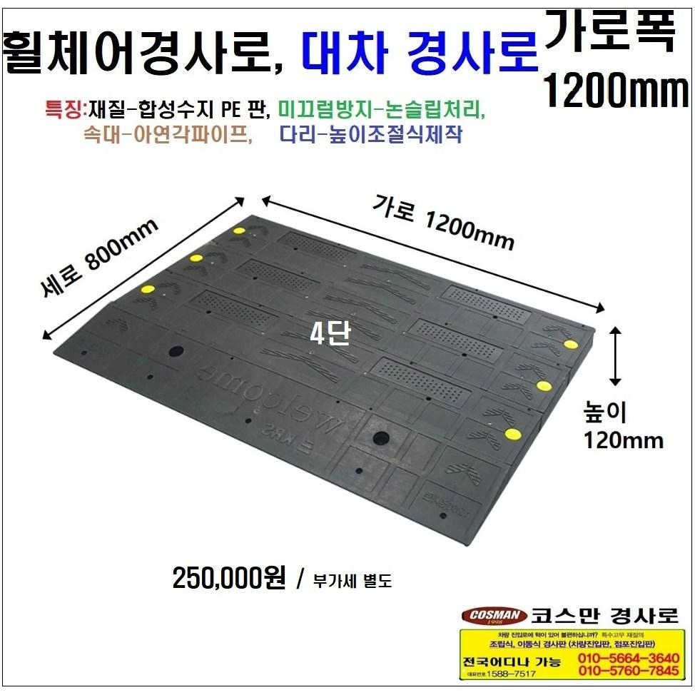 휠체어진입판(1200x800x100~150) 문턱 휠체어경사로 상가진입판 275,000원