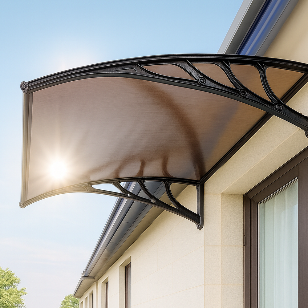 국내 당일출고 브라운컬러 고정어닝 렉산 케노피 캐노피 테라스 창문 현관 차얌막 빗물막이 비가림막 140,000원