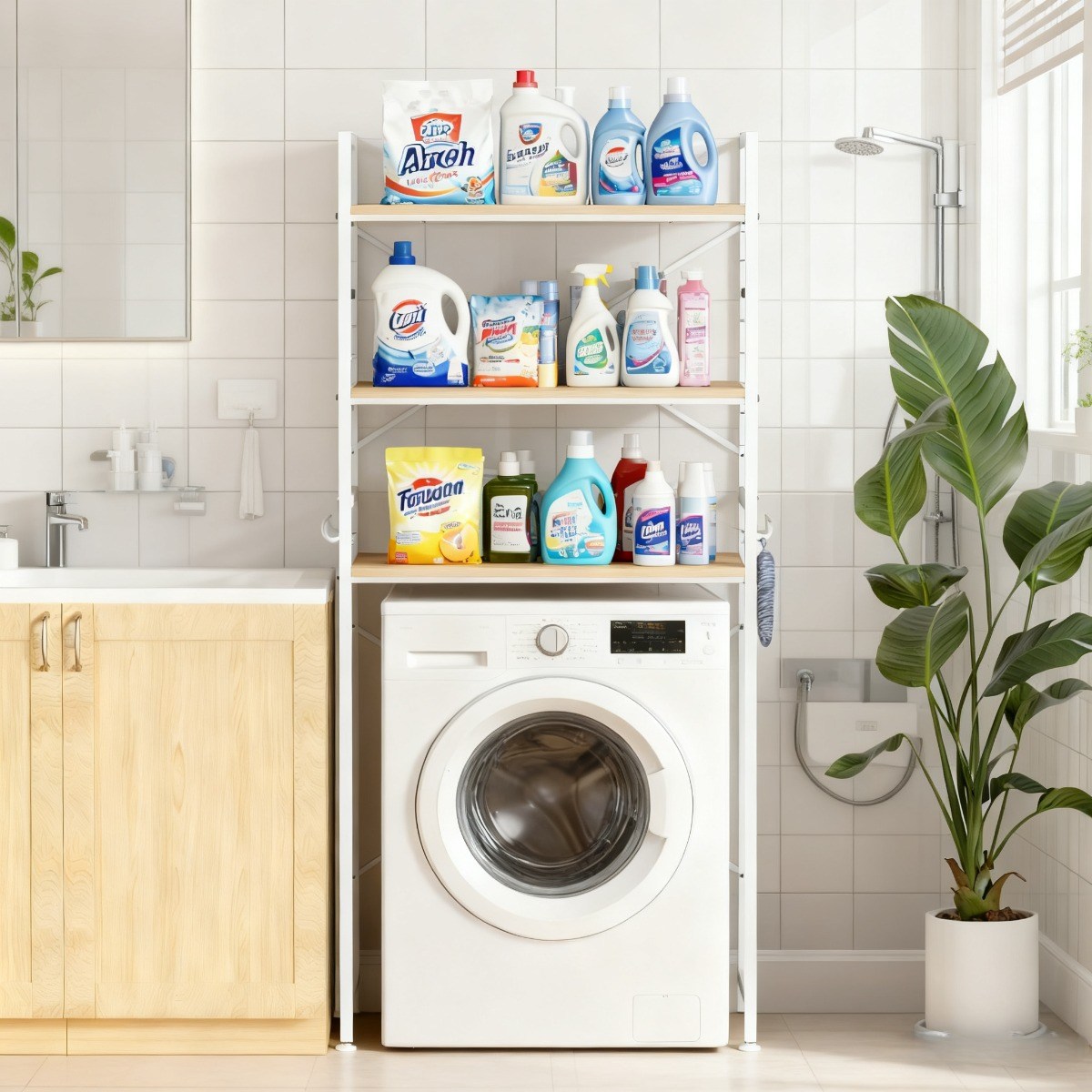 JSUSUJ 건조기거치대 다용도세탁기선반 통돌이세탁기선반 건조기수납선반 600*400*1800(mm), 1개, 하얀색 86,700원