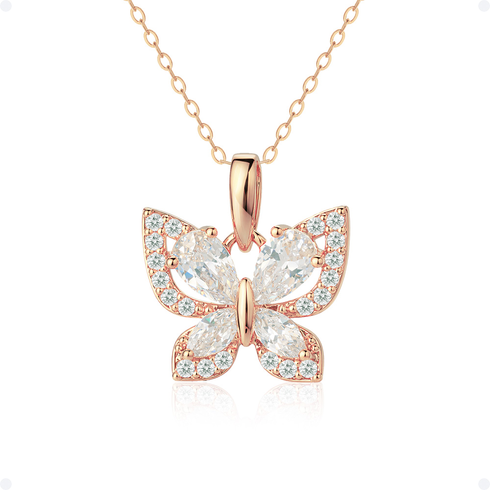 쥬넬 [선물포장] 14K 에어리 플라이 나비 큐빅 팬던트 체인 금 목걸이 발렌타인 기념일 생일 선물 179,900원