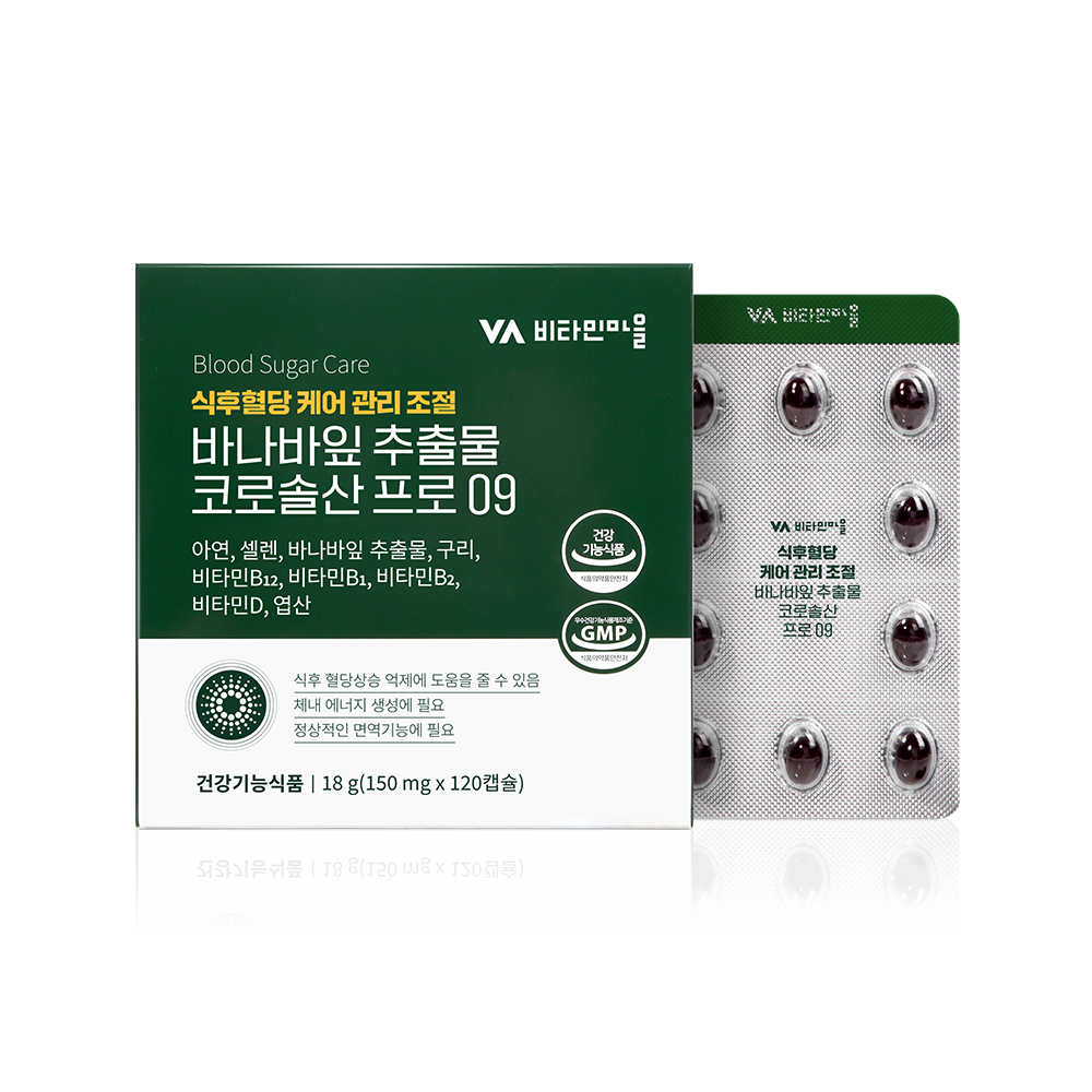 비타민마을 식후 혈당관리 바나바잎 추출물 코로솔산 프로 09, 120정, 1개 15,900원