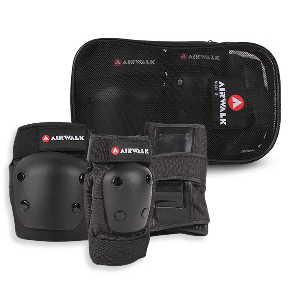 KC인증 AW 에어워크 인라인 스케이트보드 자전거 킥보드 보호대 3종세트 블랙 S,M 손목 팔꿈치 무릎 강화 플라스틱 파우치 포함, M, 1개 28,800원