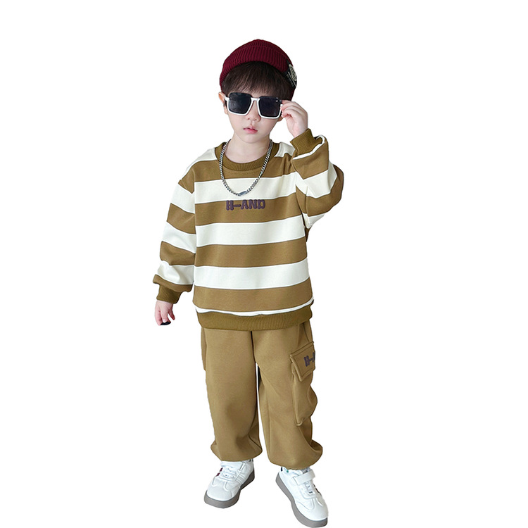 ZPEIZ 남아 아이 초등학생 봄 가을 캐주얼 스트라이프 세트 맨투맨 상하복 세트 46,390원