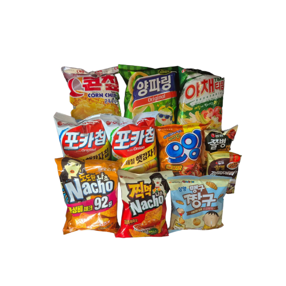 [달달상회] 봉지과자세트 (콘칩 양파링 야채타임 포카칩소금 포카칩어니언 오잉 쫄병 도도한나쵸 찍먹나쵸 삼양짱구) 25,000원