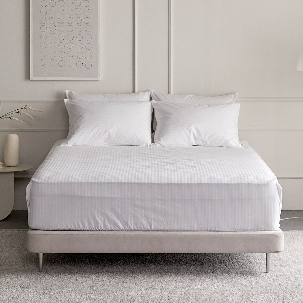 바운티풀 호텔침구 60수 사틴순면 스트라이프 매트리스커버 초광폭 45,900원