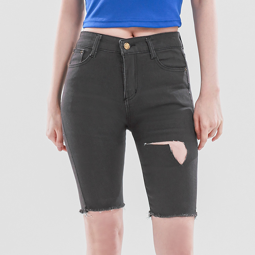 엘쏘 여성용 찢청 5부 스키니 바이커 반바지 19,900원