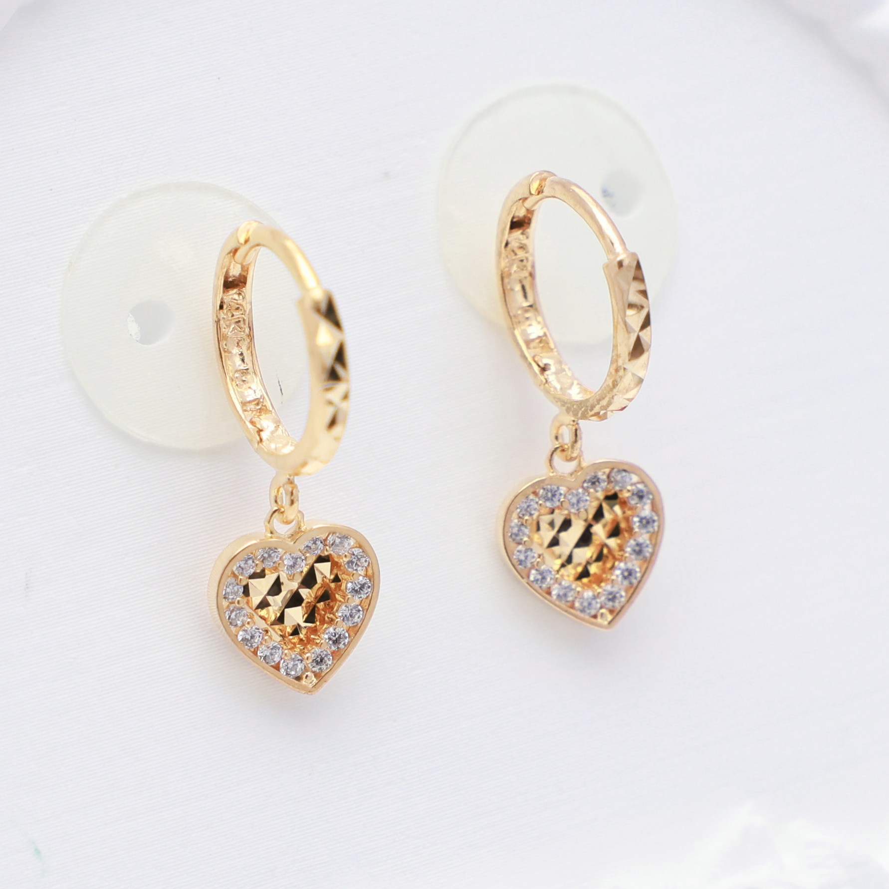 14k 18k 로즈골드 금 귀걸이 하트 딸랑이 원터치 데일리 다이아 컷팅 선물 심플 (E716)체리스쥬얼리 334,960원