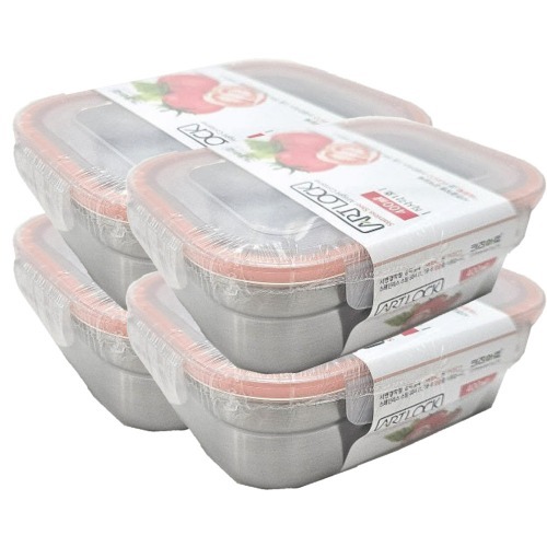 아트락 스텐밀폐 직사각 1호 400ml 4개 6991-4 / 키친아트 찬통 반찬 용기 냉장고 43,520원