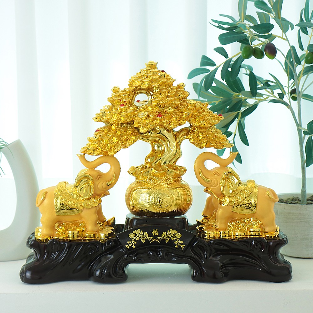 골드디자인 재물을 부르는 골드도금 돈나무 코끼리장식품 인테리어장식소품 풍수인테리어 특별한집들이선물, 코끼리 129,000원