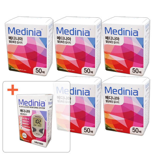 메디니아 혈당시험지 250매 + 혈당계 세트 증정 43,000원