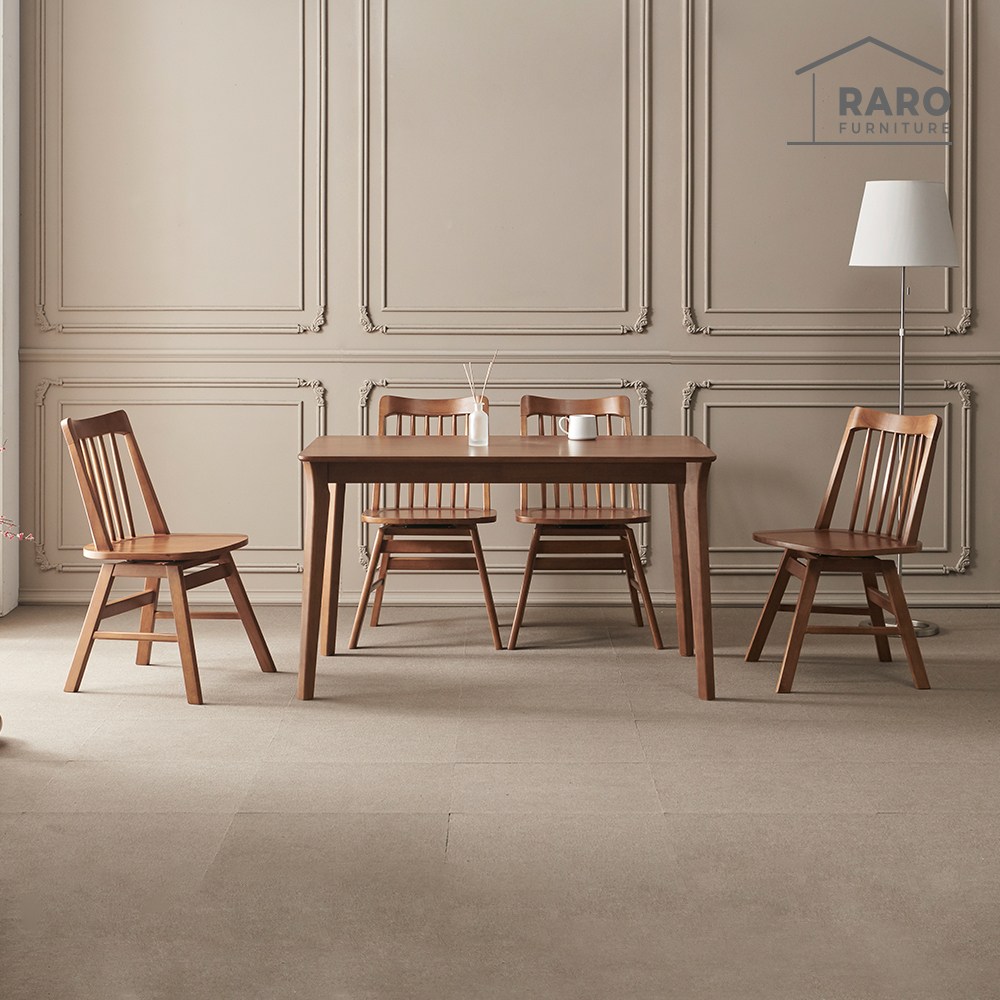 라로퍼니처 스퀘어 1250 고무나무 원목 4인 식탁 세트 422,000원