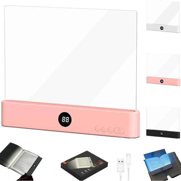 스마트 독서등, 충전식 전면 페이지 독서등, 3가지 색상 및 타이머 조절 가능 디밍 패널, 투명 플랫 북마크 램프, 휴대용 학생용 눈 보호 LE 83,400원