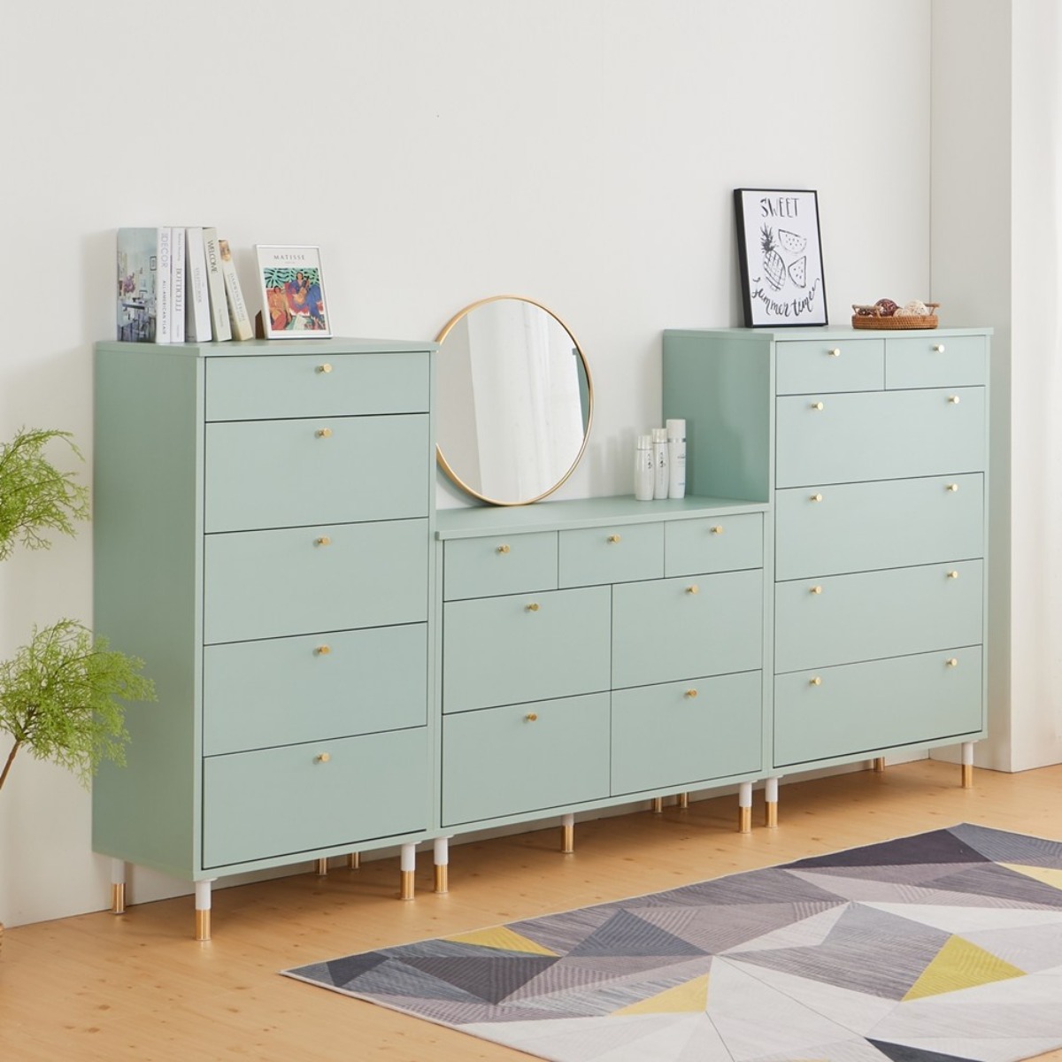 우드팜 모나 5단 600 드레스룸 안방 깊은 속깊은 속옷장 옷 서랍장 세트, 민트 166,500원