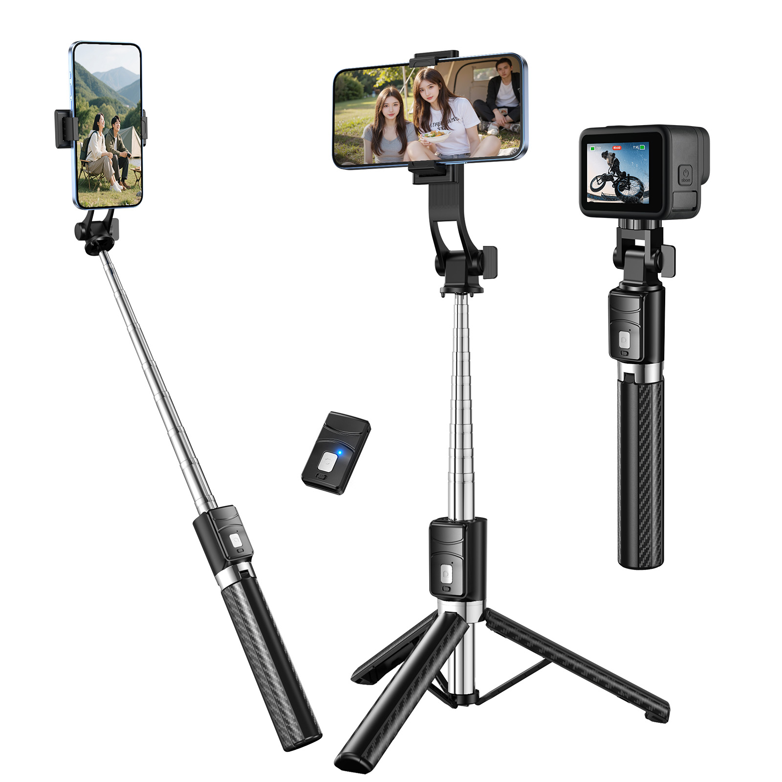 NICESUN 블루투스 휴대폰 삼각대 스마트폰/카메라/고프로 삼각대 셀카봉 130cm S6 13,500원