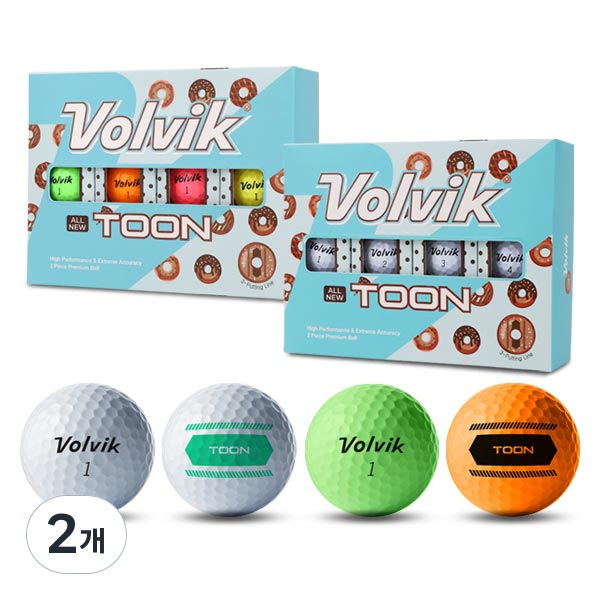 VOLVIK 올 뉴 툰 와이드 2피스 골프공 화이트, 2개, 레인보우, 12개입 33,770원