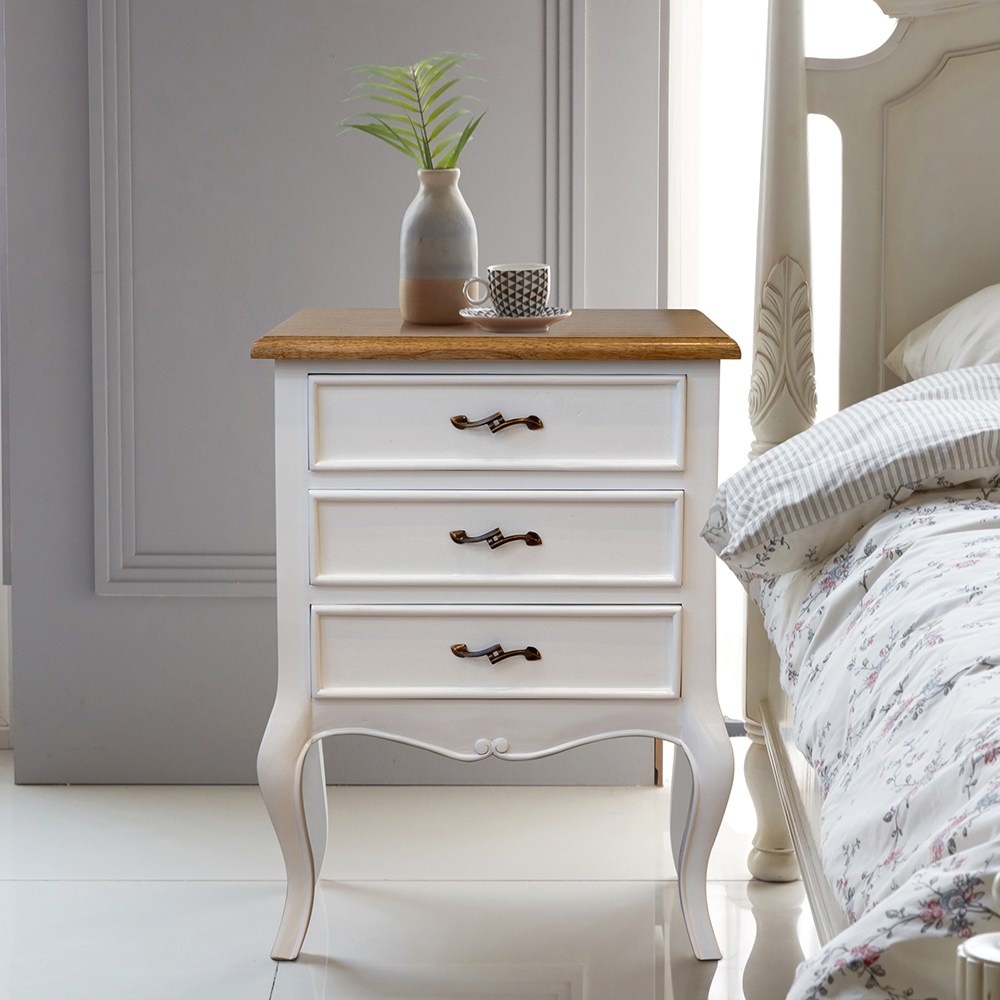 피어젠 캐일라 원목 프렌치 앤틱 침대 협탁 화이트 244,440원