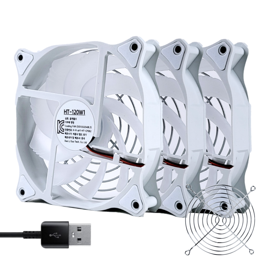 홈앤툴즈 셋탑박스 오인페 소형 쿨러 USB 쿨링팬 120mm (그릴 화이트 라운드), 3개 24,900원
