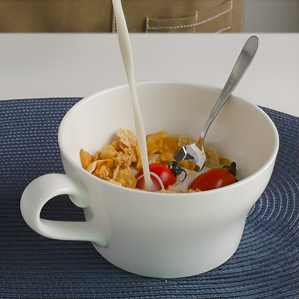 본차이나 머그 핸들 씨리얼볼 요거트 아이스크림 간식그릇 화이트, 1개 12,900원