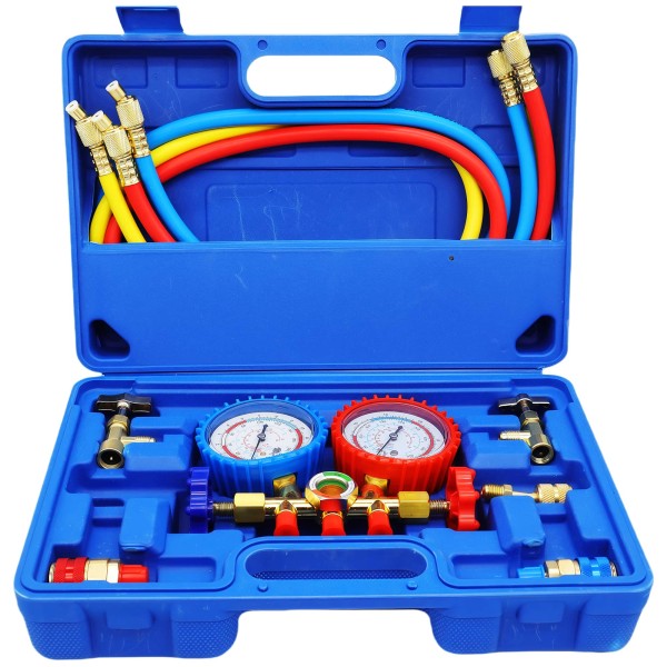 냉매 AC 진단 매니폴드 게이지 세트 (프레온 충전용 R134A R22 R404 냉매 호환 1/4 나사 호스 포함) 38,100원